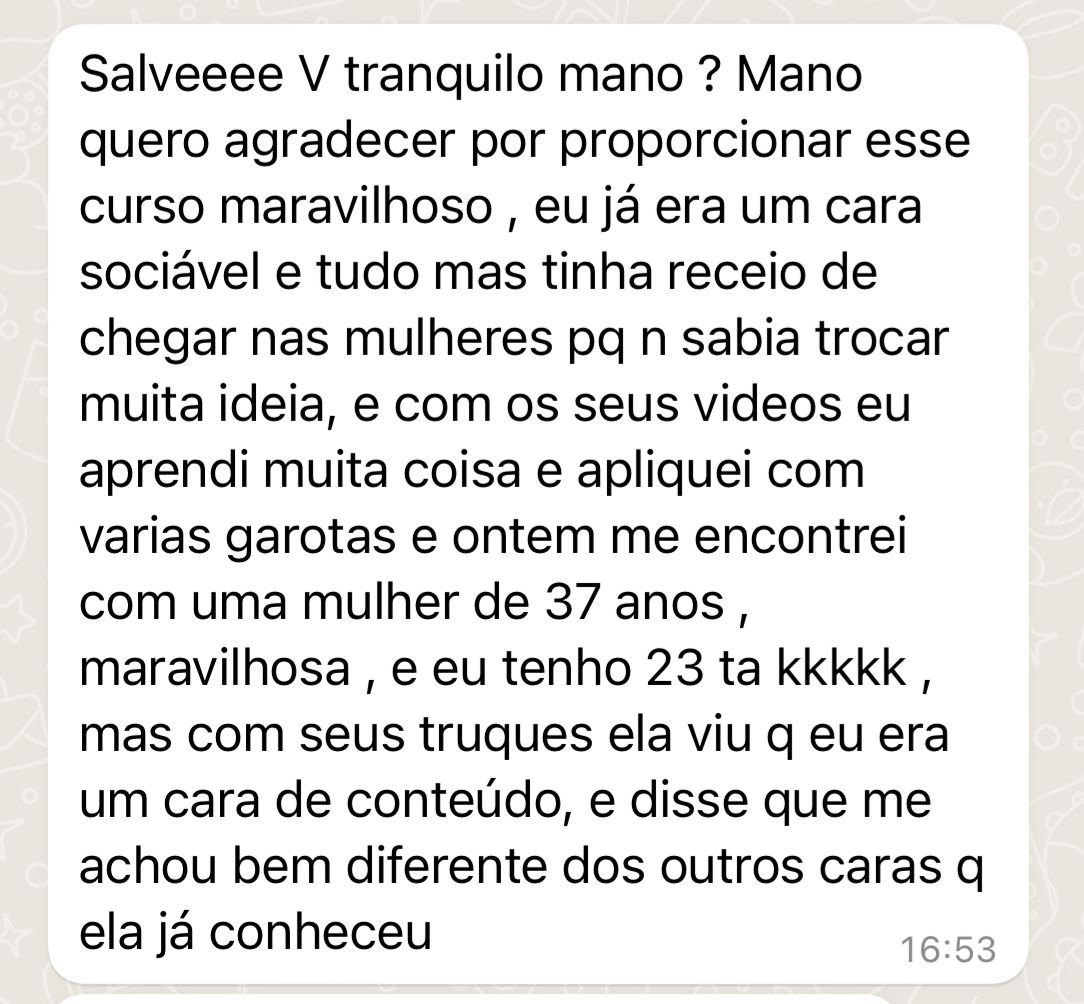 Depoimento sobre resultados com mulheres